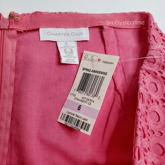 Barbiecore Pink Eyelet Pencil Skirt in Strawberry Ice (Medium Salmon Pink)  NWT - Picture 7 of 8